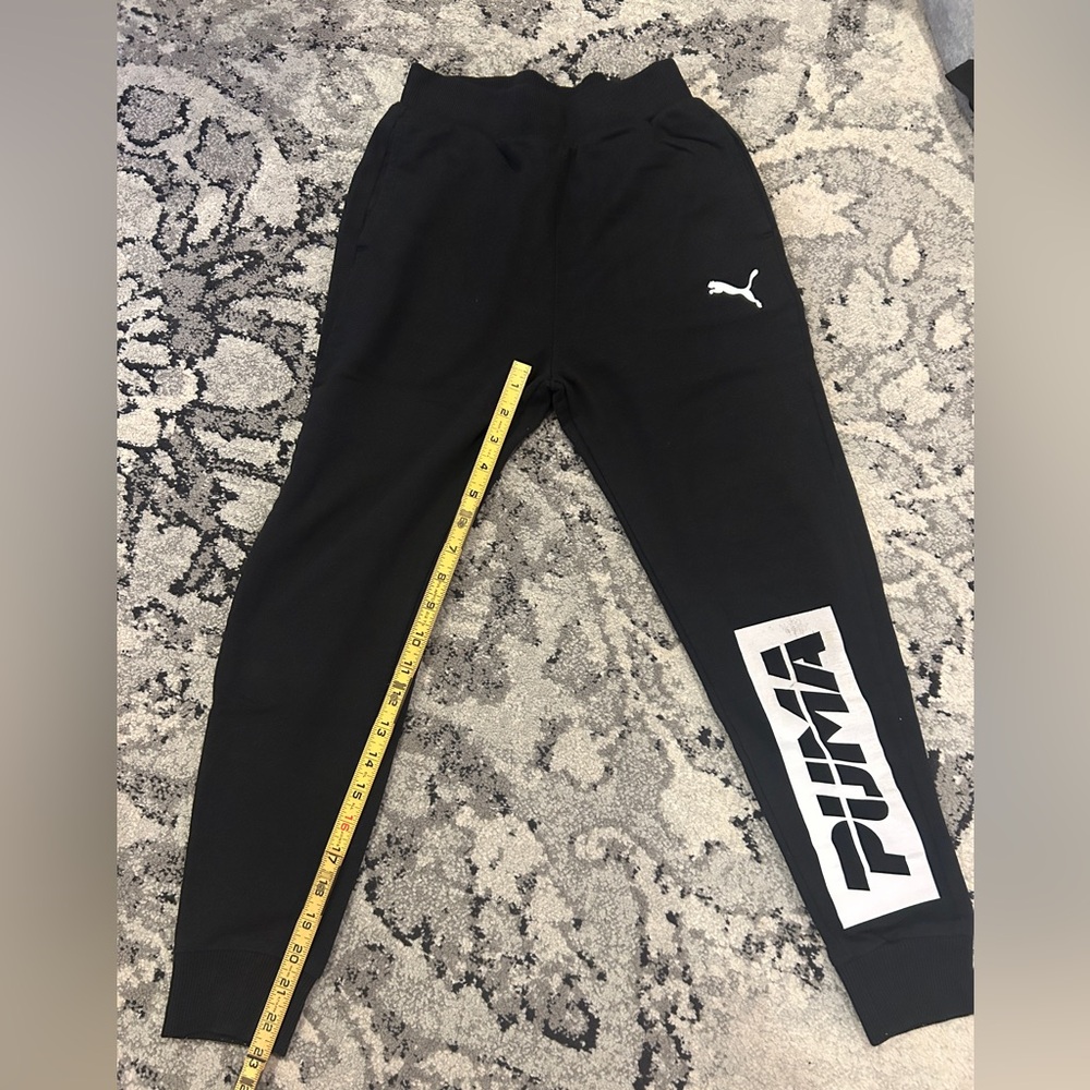 PUMA Kids Black Joggers with White Logo